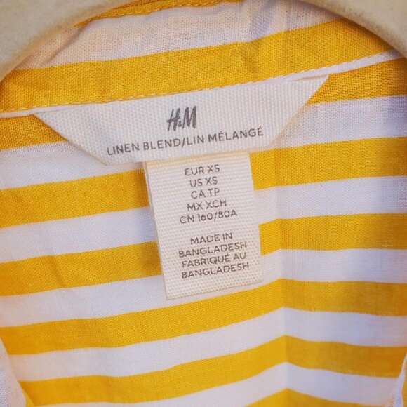 H&M Linen Blend Oversized Shirt in White/Yellow Stripes size XS (fits up to L) - Picture 4 of 6